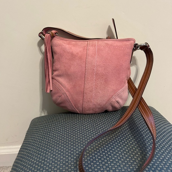Coach Pink Suede Crossbody Bag - Picture 2 of 7